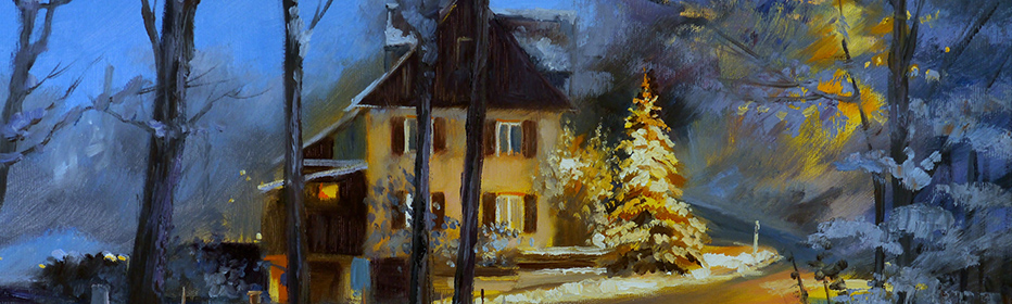 Christmas in Heckhaus (Weihnacht in Heckhaus), Oil on Canvas by Ute Herrmann