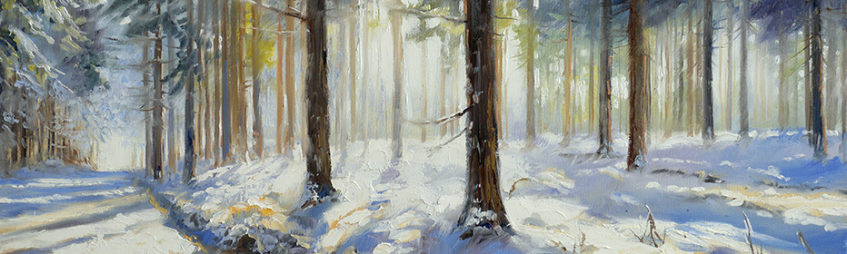 L'hiver au Heckberg (Winter am Heckberg), tableau huile sur toile, Ute Herrmann